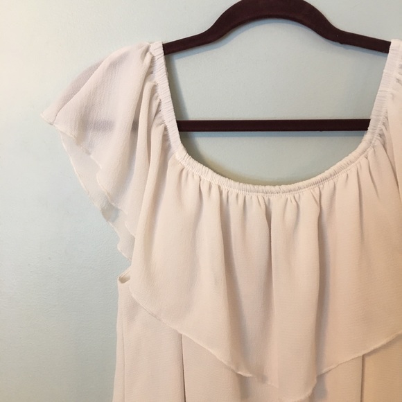 Noble U White Dress Fully Lined Ruffle Neck Large - Picture 2 of 6